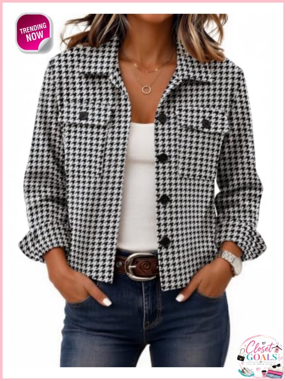 Flannel Cropped Shacket Plaid Button Front Jacket